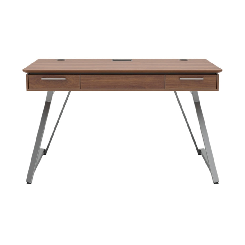 **Bureau moderne en bois avec tiroirs et pieds en métal**