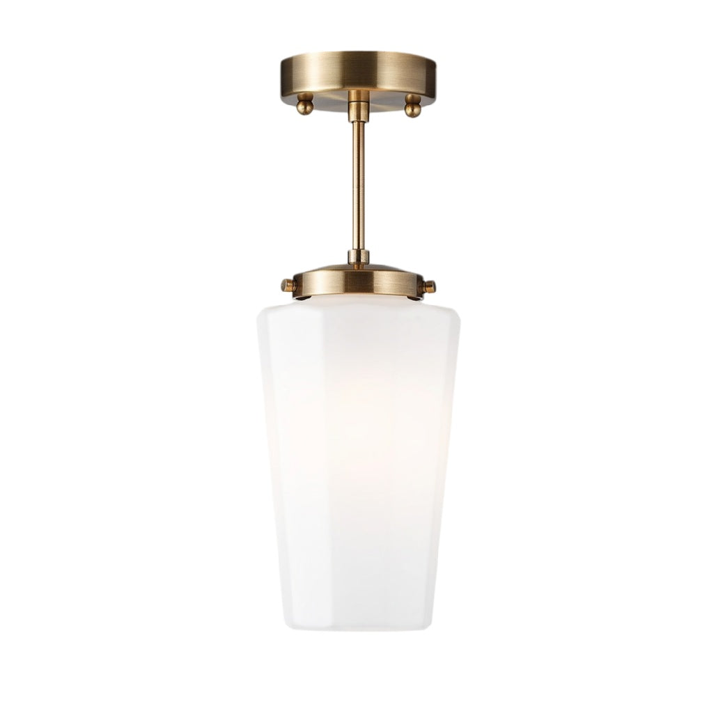 **Titre technique : Suspension en verre blanc avec finition en laiton**