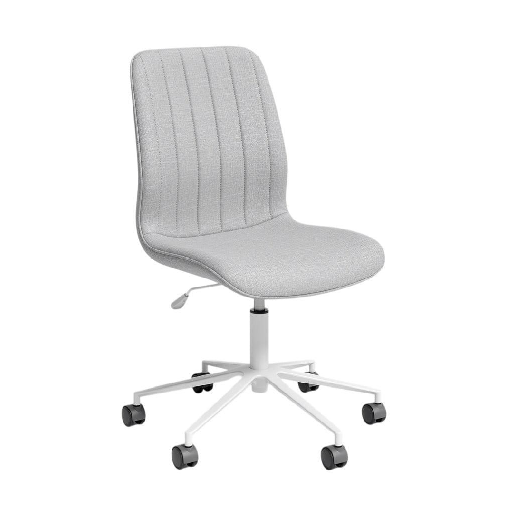 **Chaise de bureau ergonomique en tissu gris, roues pivotantes et support ajustable**